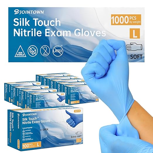 Nitrile Exam Gloves, 3.5-Mil Blue Disposable Latex-Free, Extra Soft Medical Gloves Large Case Of 1000, Powder Free for Medical, Cleaning, Cooking, Esthetician, Food-Safe, L