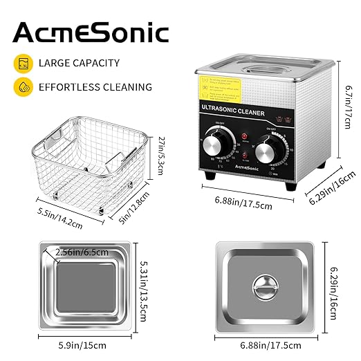 Commercial Ultrasonic Cleaner with Knob, 1.3L Professional Ultrasonic Cleaner, 40kHz with Heater and Timer for Tools, Jewelry, Watches, Glasses, Dentures, and Small Metal Parts