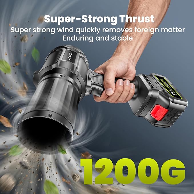 Cordless Leaf Blower with 2 Batteries & Charger - 990,000 RPM Electric Handheld Blower, Lightweight, Double Run Time for Lawn, Yard, Patio, Garden Cleaning