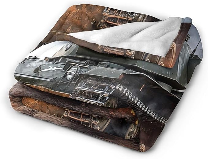 Tijuboni Military Tank Throw Blanket Army Gifts for Boys Men Girls Women Kids Adults Soft Flannel Fleece Blanket for Couch Sofa Bed Home Decor 60"x80"