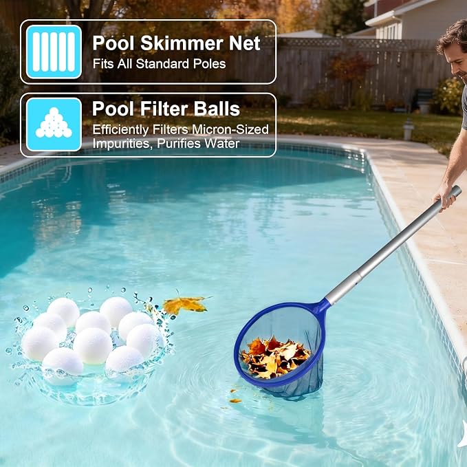 2026 Upgraded Cordless Pool Vacuum with Telescopic Pole, 60 Min Powerful Suction & Transparent Head, Rechargeable Handheld Cleaner for Above Ground Pools, Inground Pools, Hot Tubs and Spa