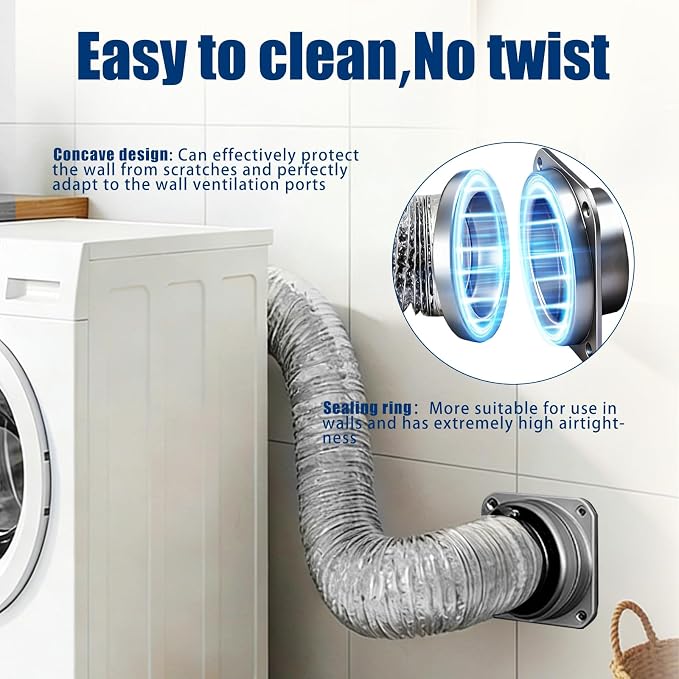 Magnetic Dryer Vent Connector Kit, 4 Inch Quick-Connect Dryer Exhaust Hose with Aluminum Foil Duct, Clamps & Screws, Airtight Sealing DV180 Kit for Easy Cleaning