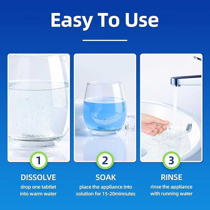 Retainer Cleaner Tablets for Dental Appliances and Night & Mouth Guard, Denture Cleaning Tablets Solution to Offer Confident Smile.(150 Tablets,Mint Flavor)