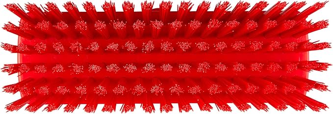 Vikan 70424 Compact Wall/Deck Scrub, Hard 8.858" Red