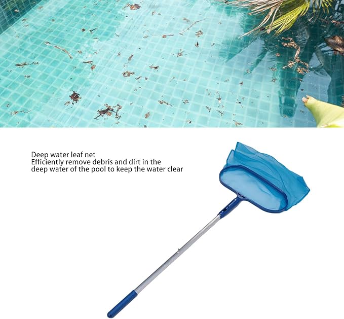 Swimming Pool Cleansing Kit, Fine Mesh Pool Cleaner Tool, Leaf Skimmer Net with 4 Poles for Above Ground or In ground Swimming Pools