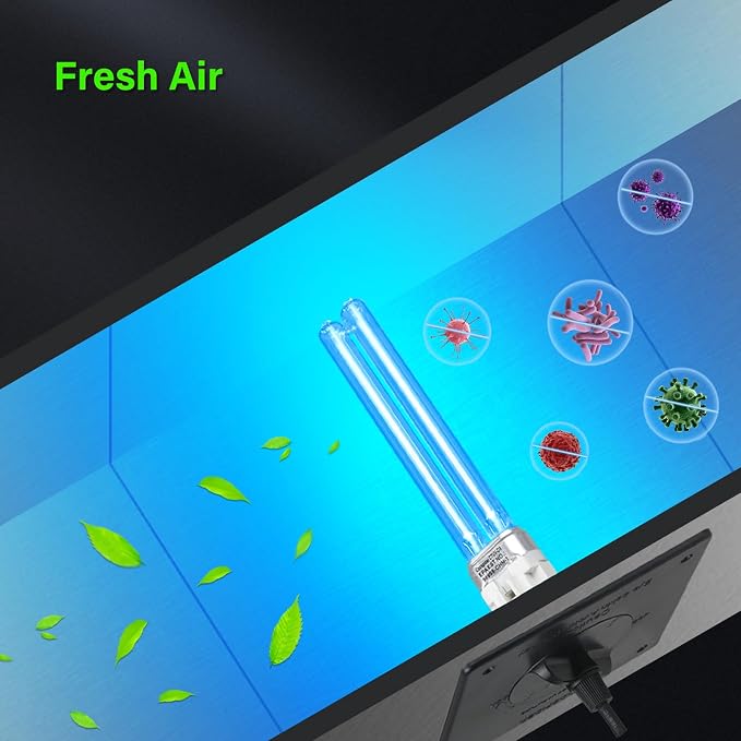 COOSPIDER 9W HVAC UV Light Lamp, Air Purifier for Whole House, UVC Light in Duct for AC Duct with 1 Spare Bulb, 253.7nm Wavelength Ozone Free 110V (CTUV-D9)