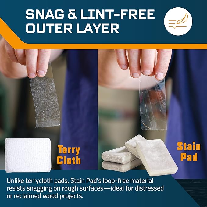 MāKRS Stain Pad, Cut-to-Size Staining Pads, 3-Pack, Lint, Snag, Streak-Free Applicator, Micro Brush Material, Wood Stains and Oil Based Finishes, Easy to Use with Consistent Application