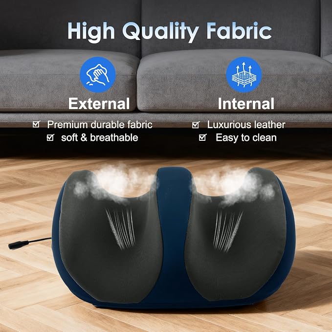 Foot Massager with Heat, Shiatsu Foot and Calf Electric Kneading Massager Machine with Roller for Relaxation, Plantar Fasciitis, Pain Relief, Gifts for Women & Men(Blue)