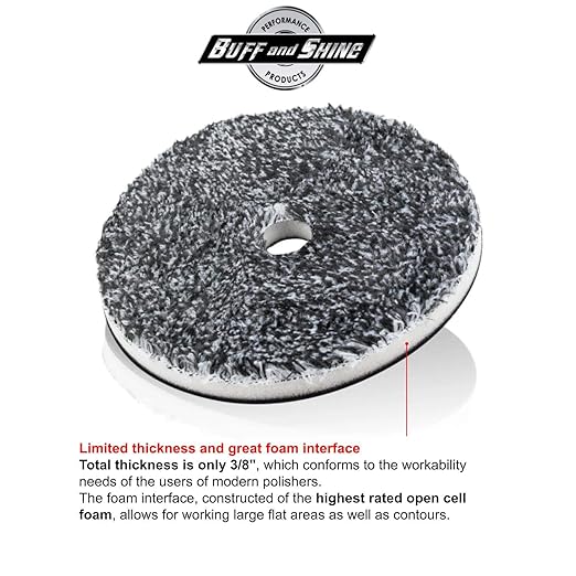 Buff and Shine URO-Fiber Microfiber Pad for Car Compounding, Cutting, Buffing, Waxing, and Polishing - Compatible with Long-Throw, High-Action, Dual-Action, and Random Orbital Polisher - 3 in (2 Pad)