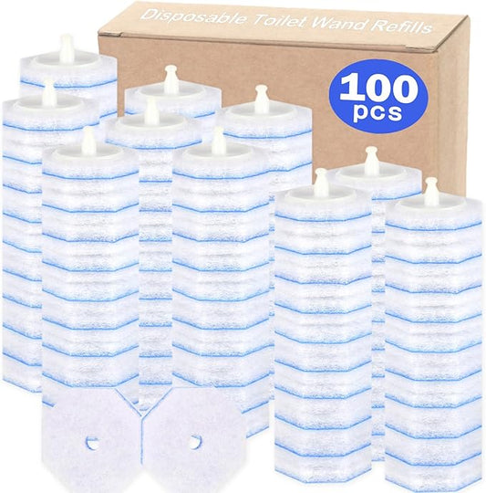 100 Count Disposable Toilet Wand Refills for Clorox Toilet Wand, 5X Cleaning Power Scrubber Refill, High-Density Disposable Brush Refills, 360° Efficient Cleaning, No Falling Apart, Fresh Fragrance