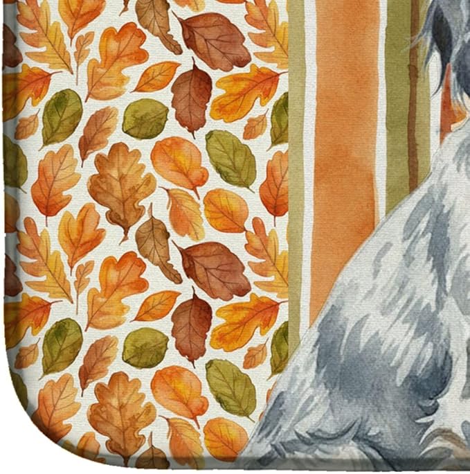 Caroline's Treasures Blue Belton English Setter Heirloom Fall Dish Drying Mat Absorbent Dish Drying Mat Pad for Kitchen Counter Dish Drainer Mat for Countertop, 14 x 21", Multicolor