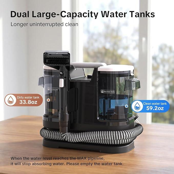 Lubluelu Upholstery Cleaner Machine 600W Motor - 20Kpa Suction, Portable Handheld Carpet Cleaner with Self-Cleaning and Long Hose for Pet Stains, Couch, Car Seats and Area Rugs