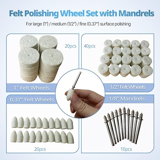 135 PCS Polishing & Buffing Wheels Kit with 1/8-Inch Shank for Dremel Rotary Tool, Includes 2 Polishing Compounds, Sanding Kit for Metal, Wood, Jewelry, Glass, and DIY Projects