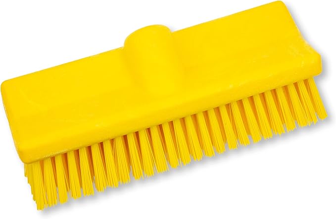 SPARTA 40423EC04 Plastic Floor Scrub Brush, Wall Brush, Equipment Brush With Nonabsorbent Bristles For Industrial Kitchens, Hospitals, Commercial Cleaning, 10 Inches, Yellow, (Pack of 2)