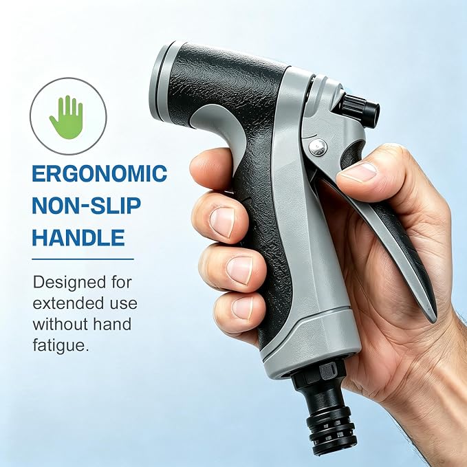 High Pressure Hose Nozzle, Pressure Washer Gun with 360° Rotating Head, Heavy Duty Adjustable Twist Hose Nozzle Jet Sweeper Nozzle for 3/4" Garden Hose, Power Washer for Car Yard Patio Pet Washing (A)