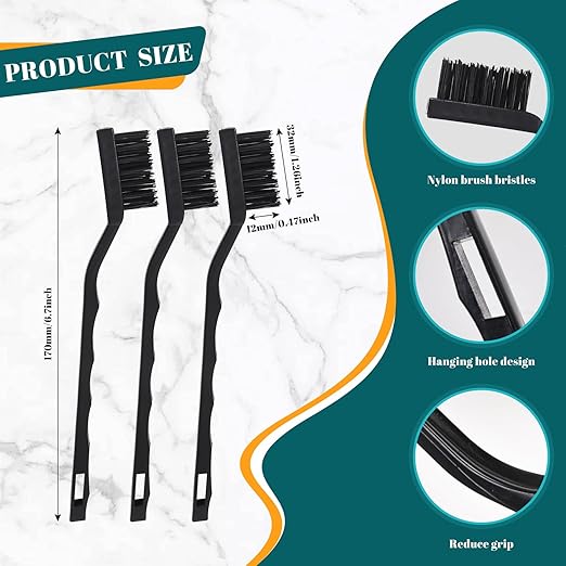 30 PCS Mini Nylon Brush Set，Masonry Brush Wire Bristle for Cleaning Welding Slag and Rust，Curved Handle Brush (Nylon, 30)