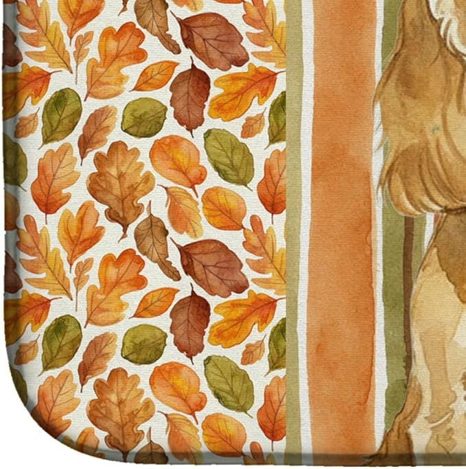 Caroline's Treasures Buff Cocker Spaniel Heirloom Fall Dish Drying Mat Absorbent Dish Drying Mat Pad for Kitchen Counter Dish Drainer Mat for Countertop, 14 x 21", Multicolor
