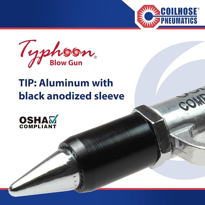 Coilhose Pneumatics TYP2512 Typhoon High Volume Blow Gun, 1/4-Inch NPT with 12-Inch Extension and High Flow Tip