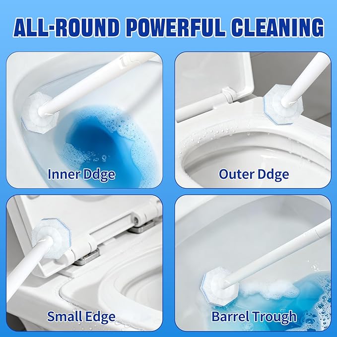 Disposable Toilet Brush and Holder Set, with 50 PCS Toilet Bowl Wand Refills for Clorox, Wall Mounted Disposable T-oilet Bowl Wand Kit, for Bathroom, Sink & Bathtub, Touchless T-oilet Cleaning System