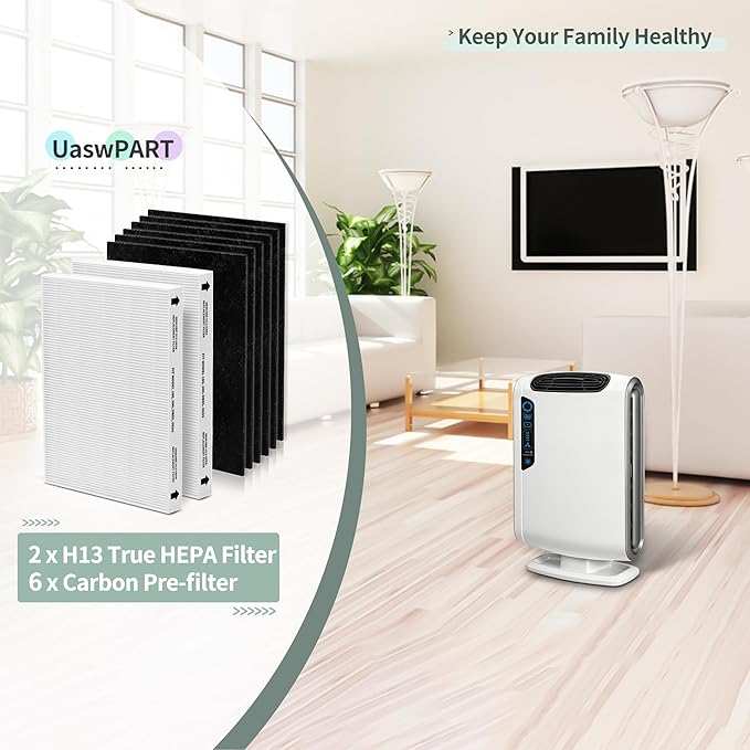 Aera-Max 200 HEPA Filter Replacement 9287101 Compatible with Fellowes AeraMax 190/200/DX55 Air Clean Purifiers True HEPA Filter, 2X H13 True HEPA & 6X Extra Carbon Pre-Filters (9324101)