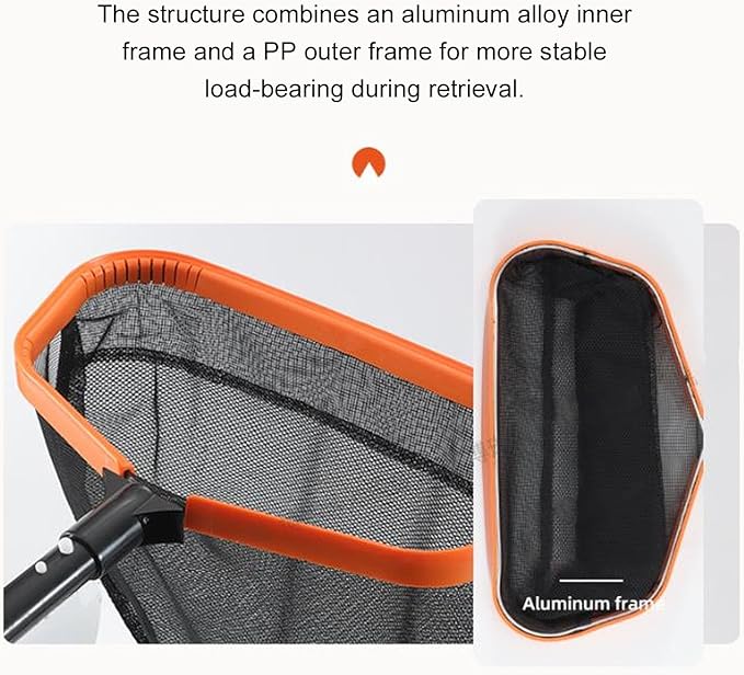 Pool Skimmer Net, Pool Hand Leaf Skimmer Net with Fine Mesh Net Bag, Aluminum Frame Pool Leaf Rake Fine Mesh Frame Net, Fast Debris Pickup Removal