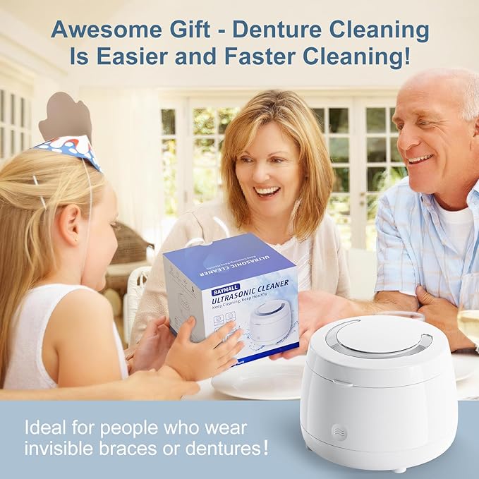 Ultrasonic Retainer Cleaner, Denture Sonic Retainer Cleaner Machine Appliance for Home Travel, Ultrasonic Cleaning Machine