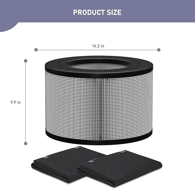 50250-S HEPA Filters Replacement & Carbon Pre-Filter Set Compatible with Honey-well 24000 24500 50250-S 52500 Air Cleaner Purifier, Part Number 24000, (2 HEPA + 4 Carbon Pre-Filter)