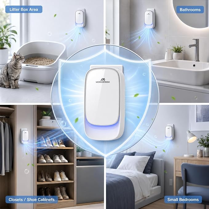 Air Ionizers, Plug in Negative Ion Air Purifier, Pet Odor Eliminator for Dogs/Cats, Ozone Free Quiet Air Freshener for Small Spaces/Cat Litter Room, Kitchen, Smoke Dust, Mini Air Cleaner