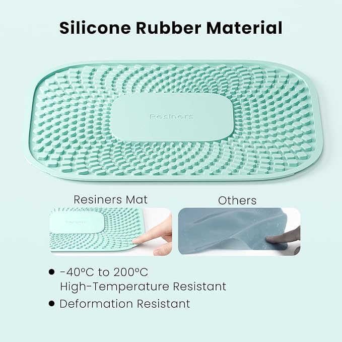 Resiners No Leakage Resin Mat, Silicone Mat for G3 Resin Curing Machine, Easy to Clean, 11.8" x 9.8" Heat Resistant Epoxy Resin Mat for Mold Casting, Jewelry Making, DIY Decor