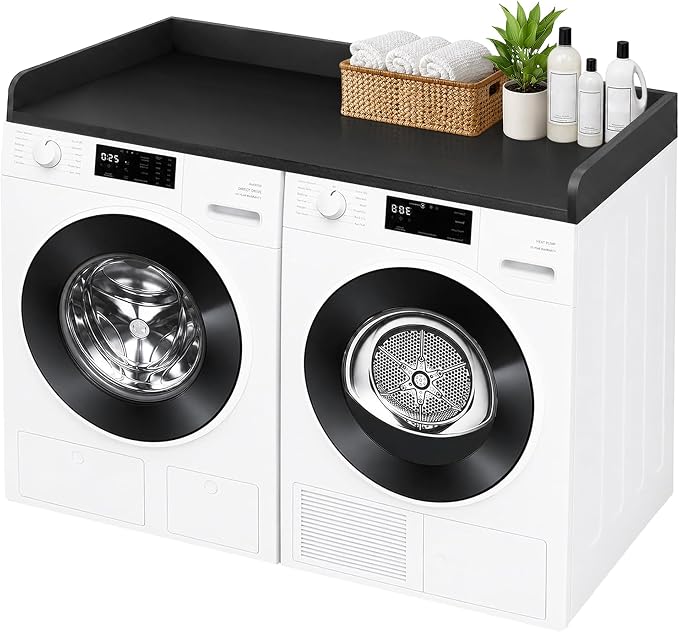 ROYXEN Washer Dryer Countertop, Laundry Countertop Solid Wood Core, Countertop for All Front-Loaded Washing Machine and Dryer, Extra Room for Laundry Room, Black