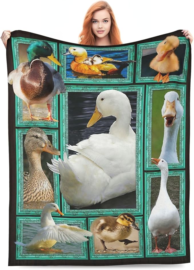 Duck Decor Throw Blanket - Super Warm Soft Plush Lightweight Fleece Flannel Goose Blanket Gifts for Girls & Boys, Kids to Adults - Winter Couch Bedding 60"X80"