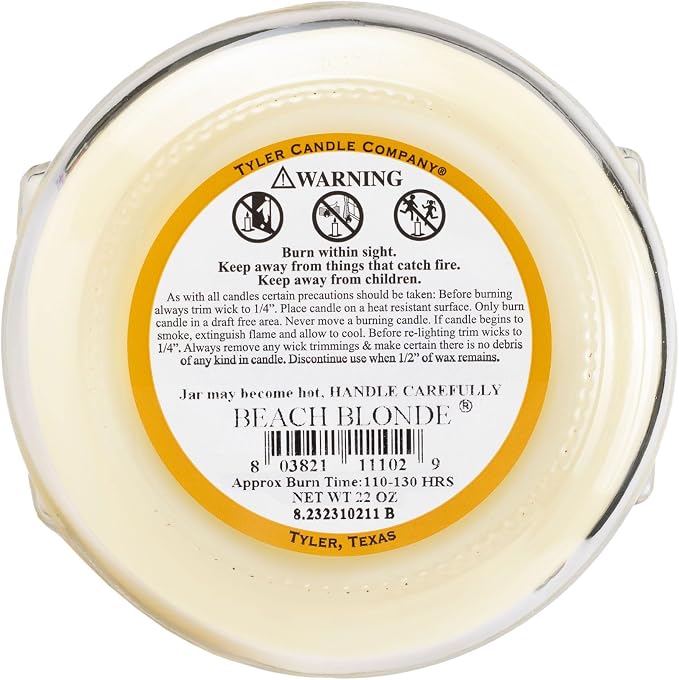 1 X Beach Blonde Tyler 22 oz Scented 2-Wick Jar Candle (Green)
