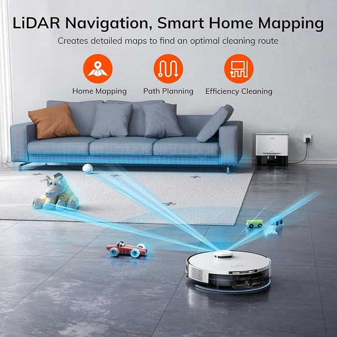 ILIFE A30 Pro Robot Vacuum and Mop Combo, Self Emptying Robot Vacuum Cleaner + Replacement Mop Cloths, 5 Pack Included