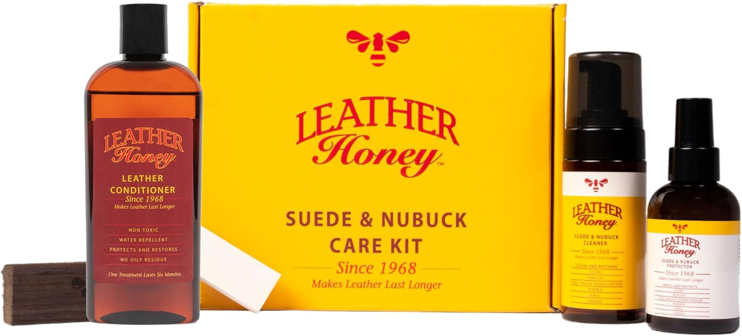 Leather Honey Suede & Nubuck Care Kit with 8oz Conditioner
