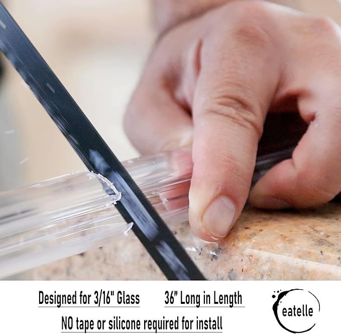 eatelle Shower Door Bottom Seal with Drip Rail for 3/16 (5mm) Thick Glass, 36" Long Sweep - Ultra Clear Polycarbonate