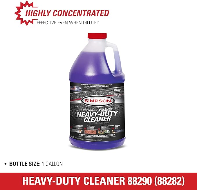 Simpson Cleaning Concentrated Soap Solution for Pressure Washers and Spray Bottles, Use on Concrete, Vinyl Siding Cleaner, Appliances, Windows, Cars, Fences, Decks, 88282 Purple, 1 Gallon