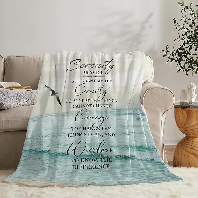 Tijuboni Serenity Prayer Bible Throw Blanket Christian Gifts for Women Men Girls Boys Kids Adults Soft Flannel Fleece Blanket for Couch Sofa Bed Home Decor 50"x60"