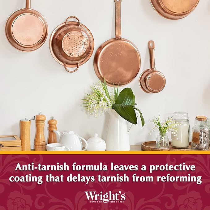 Wright's Copper and Brass Cream Cleaner - Gently Cleans and Removes Tarnish Without Scratching, 8 Ounce (Pack of 6)