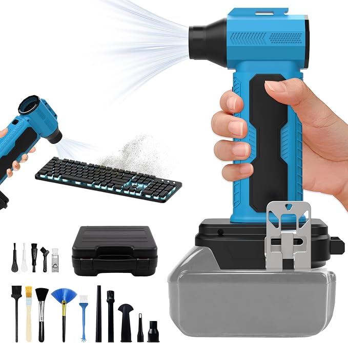 Compressed Air Duster Blower Compatible with Makita 18V Battery, 130000RPM 4 Gear Adjustable Handheld Mini Brushless, Electric Air Duster Turbo Fan for Computer Car Keyboard Home(No Battery)