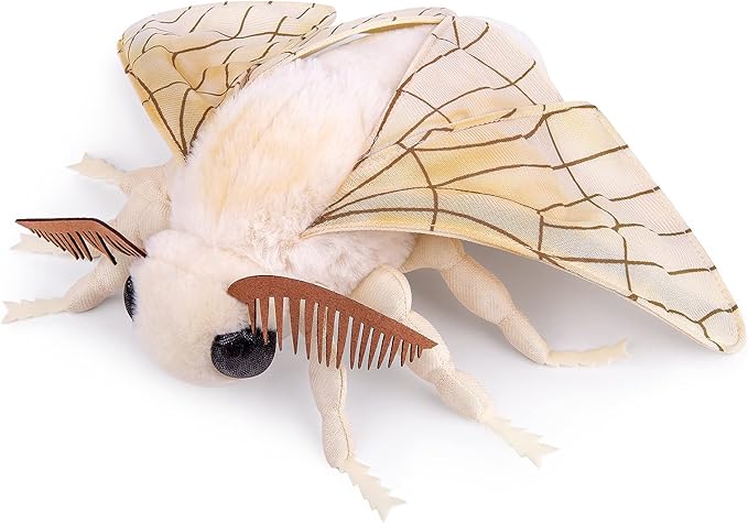 Giant Silk Moth Plush - Lifelike 26" Silk Moth Stuffed Animal, Realistic Soft Big Wings Moth Weigted Toys, Simulation Butterfly Plushie Model Toy, Unique Plush Collection for Kids