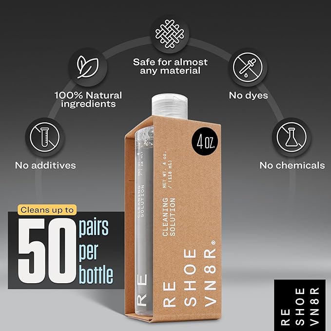 RESHOEVN8R Shoe Cleaner Kit & Shoe Protector Spray Bundle – Sneaker Cleaning Solution Waterproof Rain & Stain Protection Spray for Mesh, Canvas, Suede, Knit & Leather Shoes