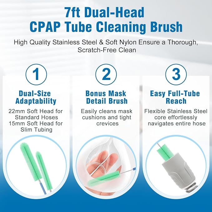 11 Pack CPAP Cleaning Kit for Hose & Mask, with Speed Control Hose Dryer, Collapsible Wash Basin & Hose Hanger, 7ft Cleaning Brush, CPAP Cleaning Supplies with Storage Bag, for 22mm & 15mm Tube