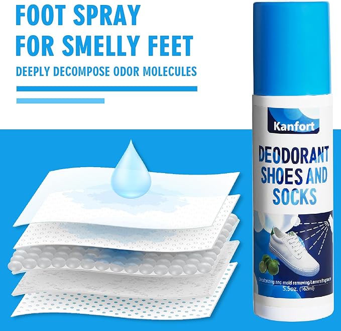 Shoe Deodorizer Spray, Natural Odor Eliminator for Strong Odors-5.5 oz, for Shoes, Skates, Work Boots and More