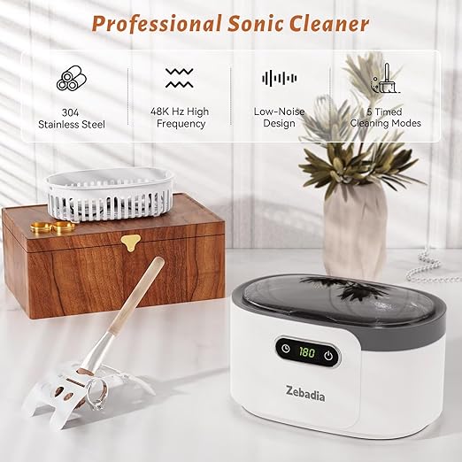 600ml Ultrasonic Jewelry Cleaner, Digital Timer, Deep Sonic Cleaning for Eyeglasses, Rings, Silver, Coins & Makeup Brushes