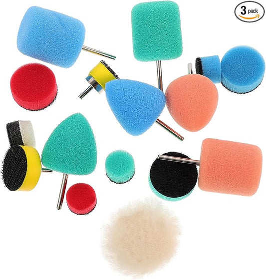 PartyKindom 48pcs Auto Buffing Pad Kit Premium Sponge Polishing Pads for Car Detailing Easy to Assemble Suitable for Waxing Polishing and Cleaning Tight Spaces