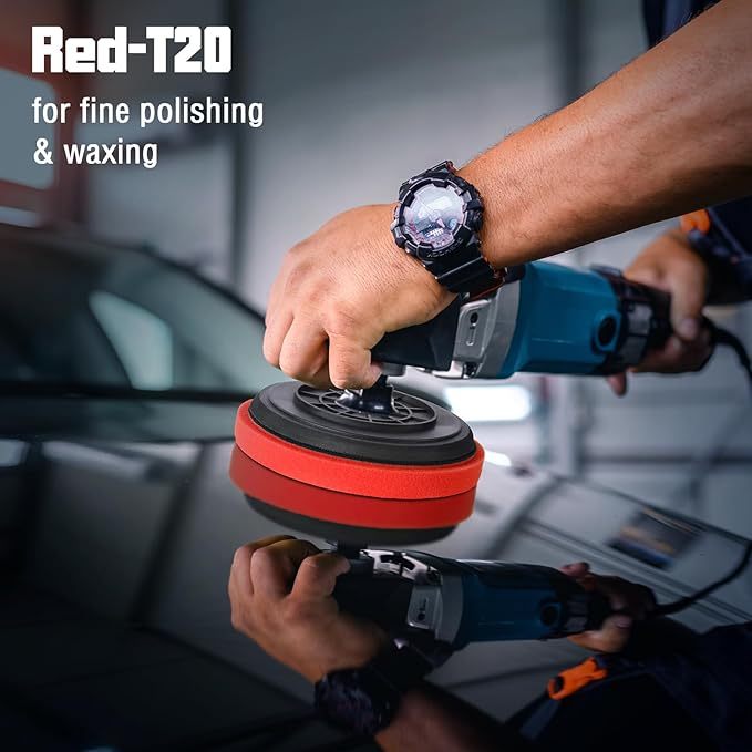 3 Pcs Buffing Pads, Red Finish Polishing Pad, 5.5 Inch Face for 5 Inch 125mm Backing Plate Compound for Car Buffer Polisher Compounding, Polishing & Waxing