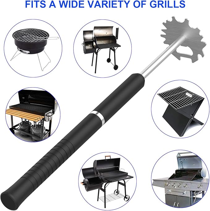 Universal BBQ Grill Scraper for Hot Grill Grates- 16.5 Inch Long Handle Barbecue Grill Cleaner with Stainless Steel BBQ Cleaning Tools Fit Most Grills