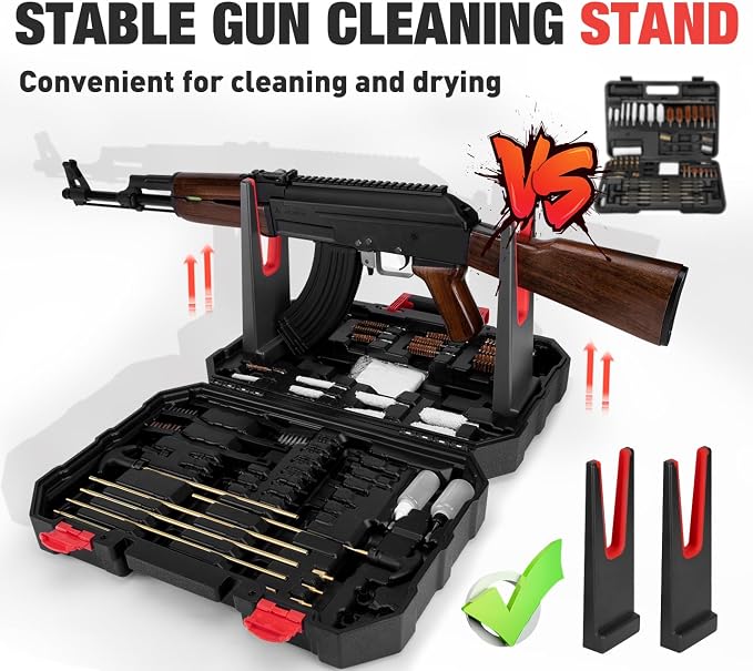 Universal Gun Cleaning Kit for All Caliber Compatible with Pistol Rifle Handgun Shotgun Hunting with Cleaning Stand，Gifts for Men, Dad, Husband