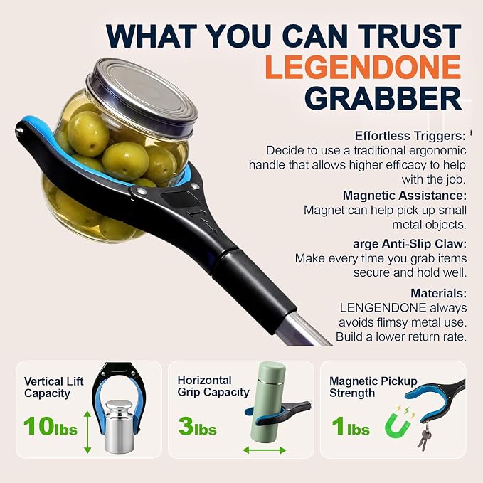 6 Pack 36" Trash Grabber Reacher Tools, Upgraded Strong Foldable Commercial Grabber Pickup Tool, Heavy Duty Cleaning up Gripper, 4" Wide Claw | 360° Rotation | Magnet, for Senior Home Outdoor