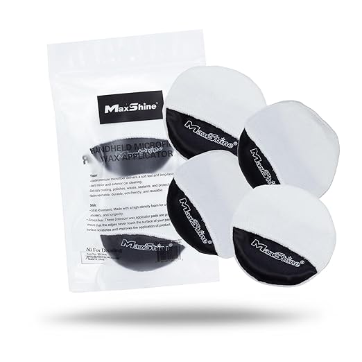 Maxshine Handheld Microfiber Wax Applicator Pad | White+Black, 3.35" Diameter, Ultra-Soft, Scratch-Free | Versatile Detailing for Wax, Polish, Protectant, Streak-Free Finish